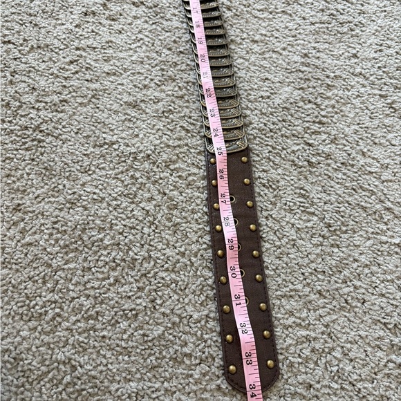 Brown and Bronze Metal And Faux Leather Stretch Belt - Picture 4 of 8